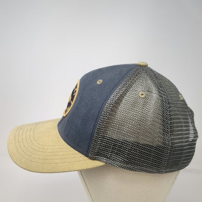 Legacy Trucker Hat Blue Beige One Size Big Sky Montana Bear Patch Mesh Back