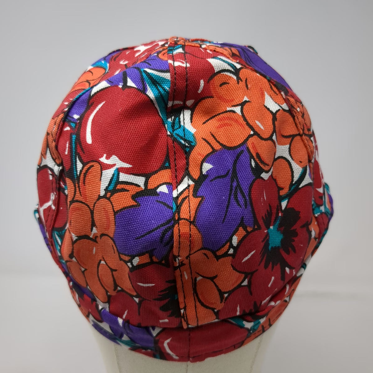 Kromer Baseball Cap Red Floral Print 7 3/8 Welder Hat Made in USA Canvas Vintage
