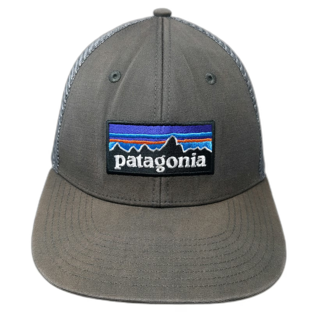 Patagonia Trucker Hat Gray One Size Mesh Back Snapback Mountain Patch Logo