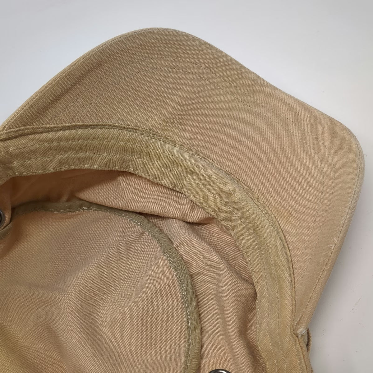 DPC Army Cap Beige One Size Cotton Hat Metal Eyelets Strapback Solid Blank