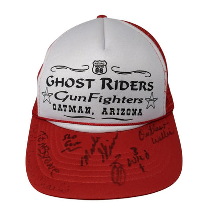 Ghost Riders Gun Fighters Oatman Arizona Snapback Trucker Hat Red OS Mesh Rope