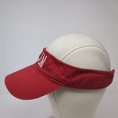 SJM Sun Visor Cap Red One Size Adjustable Strap Lightweight Embroidered Anvil