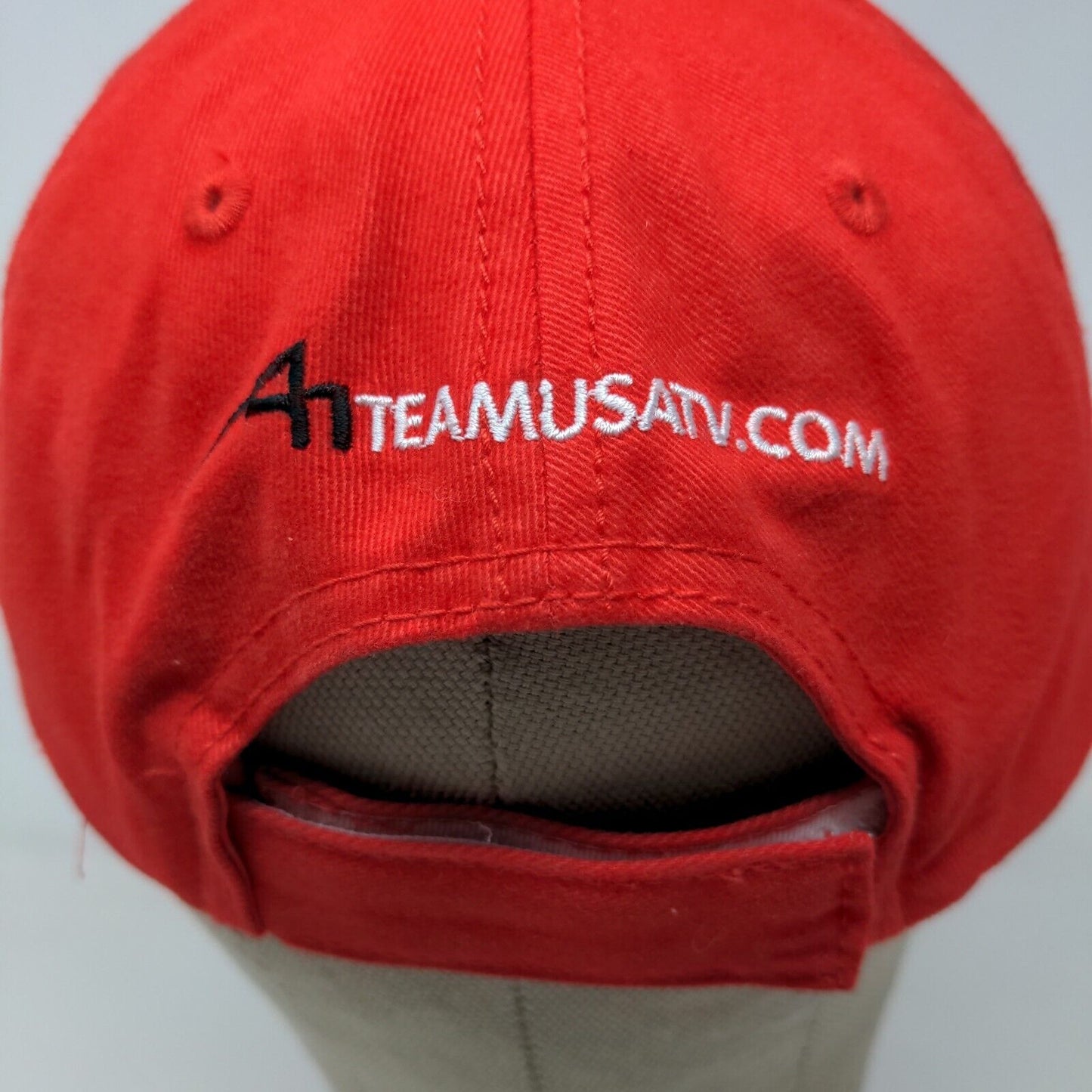 A Team USA TV Men's Strapback Hat Red Embroidered Logo Adjustable