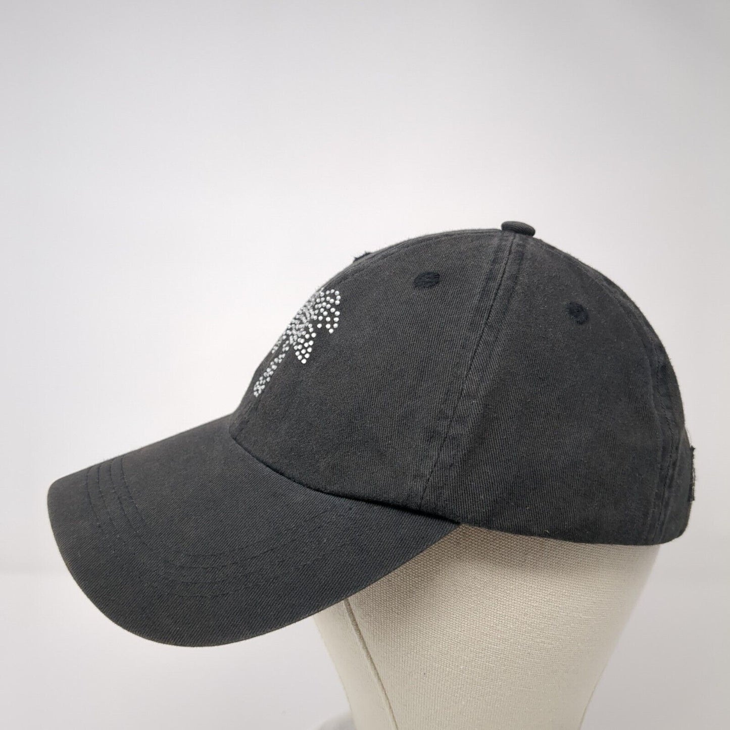 Palm Tree Fitted Hat Black One Size Rhinestone Bling Gear For Sports