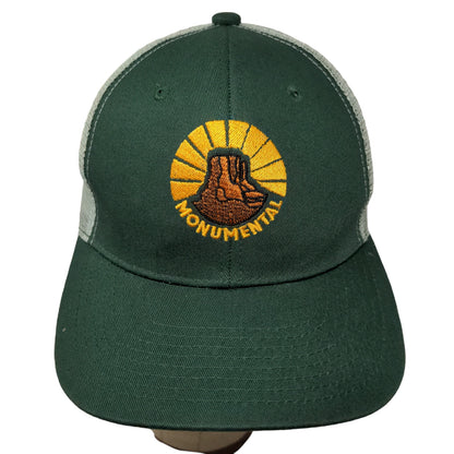 Monumental Men's Snapback Mesh Back Hat Green Embroidered Logo Christian