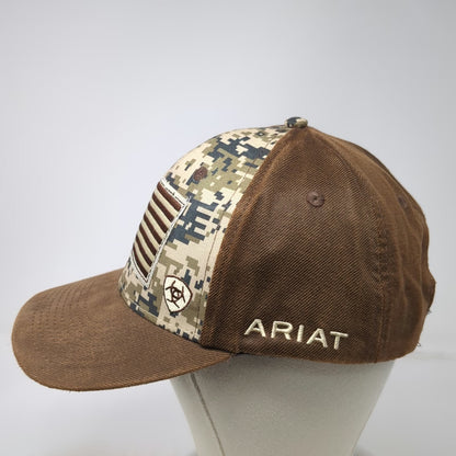Ariat Snapback Brown One Size Hat Digital Camo American Flag Patch Corduroy