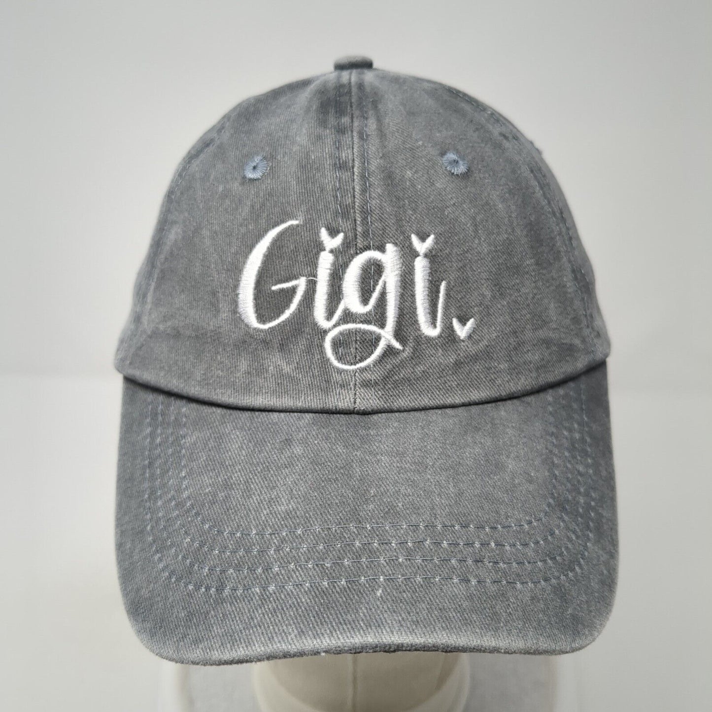 Gigi Slideback Hat Gray One Size Adjustable Embroidered Vented Holes 6 Panel
