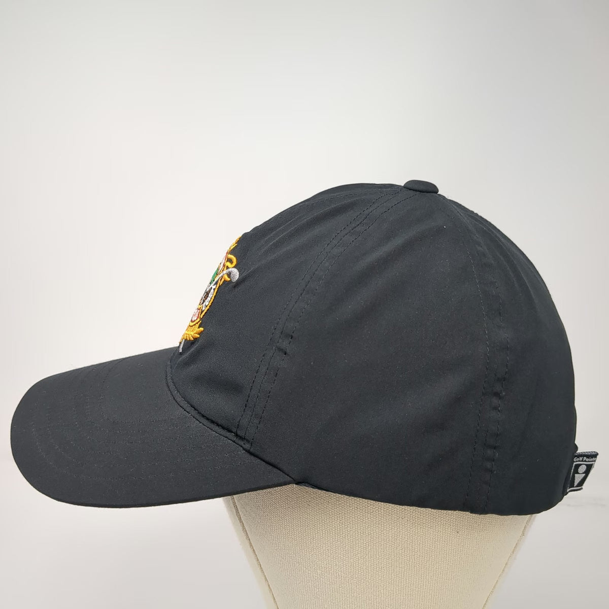 Golf Pointe Baseball Cap Black One Size Embroidered Crest Performance Sport Hat