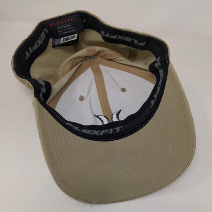 Hurley Fitted Hat Tan Size L/XL Flexfit Embroidered Vented Holes 6 Panel Yupoong
