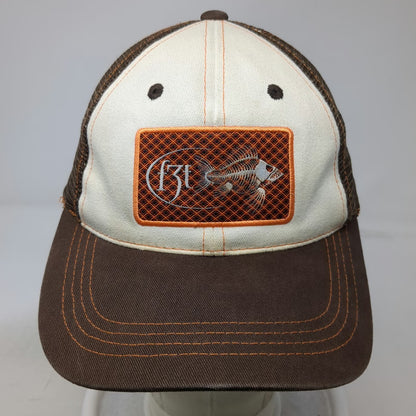 Costa Baseball Cap Brown One Size Fish Skeleton Patch Mesh Back Strapback Hat