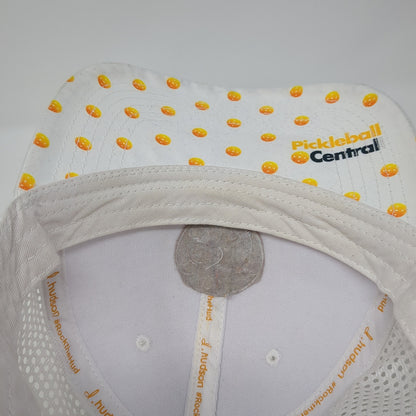 Pickleball Central Strapback Hat White One Size Adjustable Laser Cut