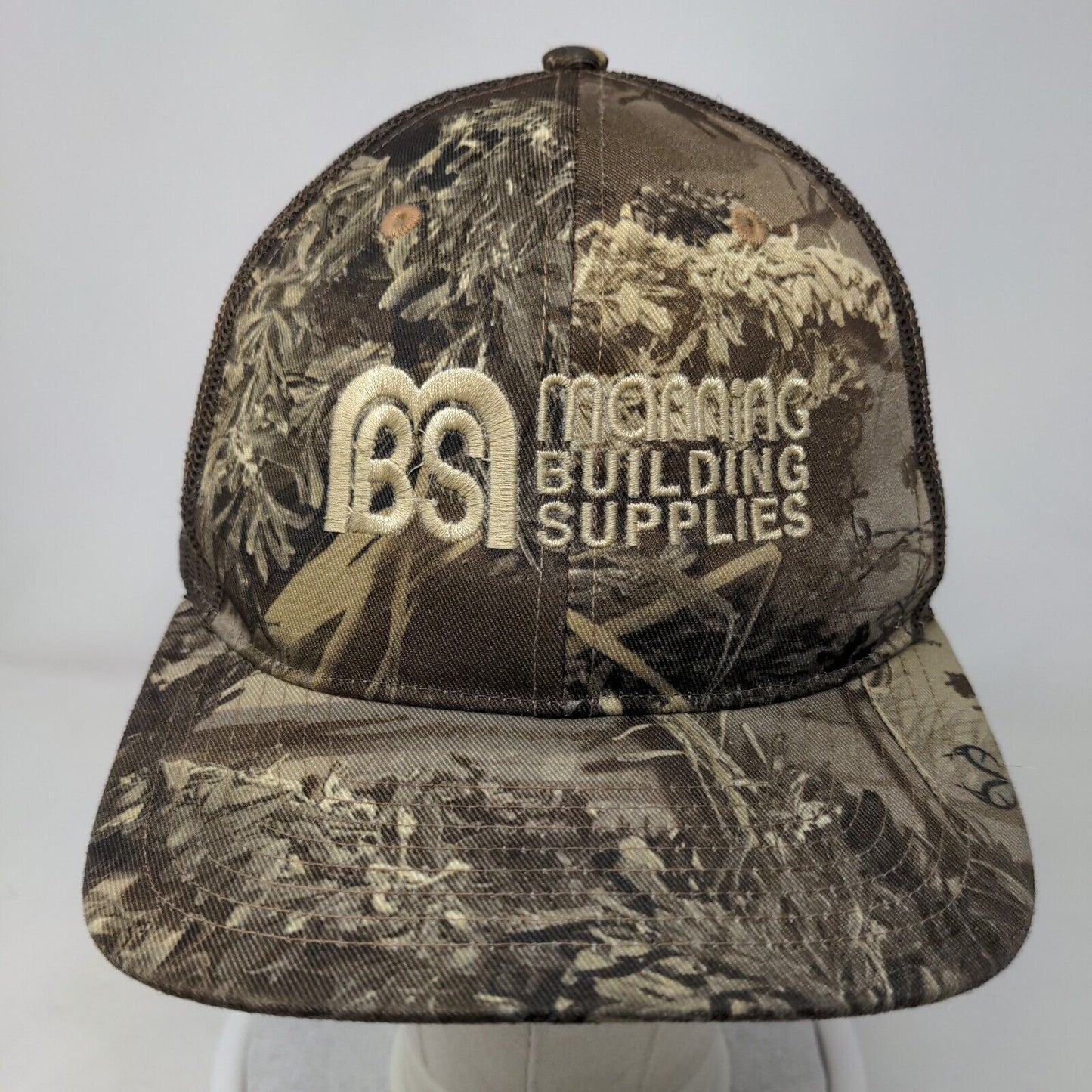MBS Manning Building Supplies Mesh Back Trucker Hat Camo One Size 6 Panel