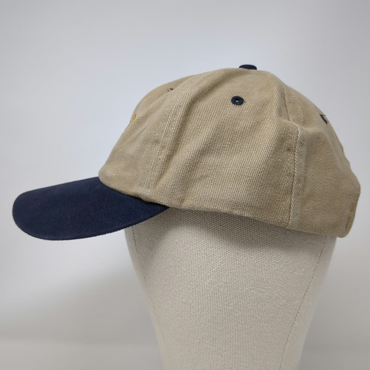 Falcon Baseball Cap Beige Blue One Size JP Logo Two Tone Slideback Hat Twill
