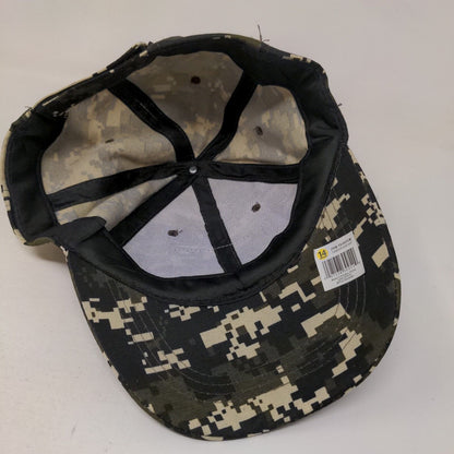 Flag Patch Strapback Hat Camo One Size Adjustable 6 Panel Vent Holes
