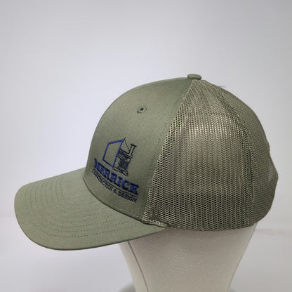 Richardson Trucker Hat Green OSFM Snapback Mesh Merrick Construction Logo 112