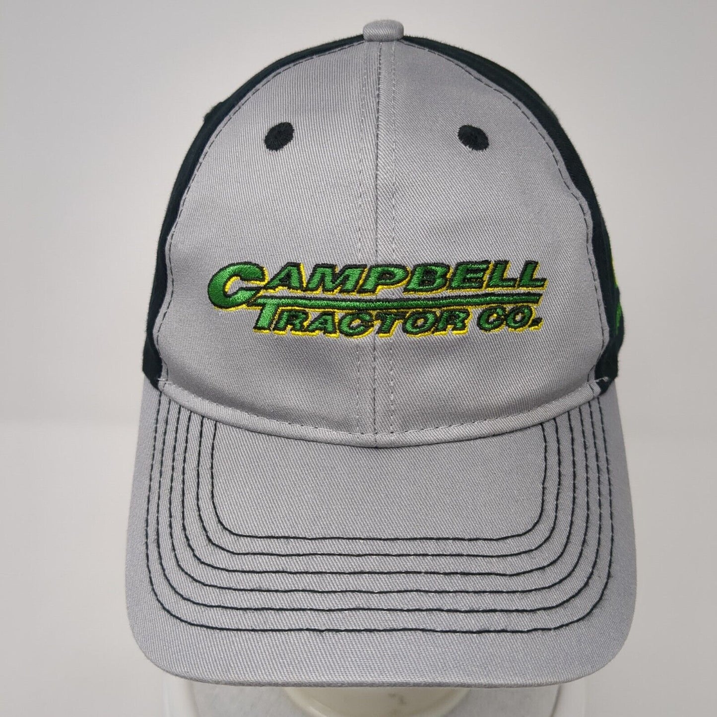 Campbell Tractor Co Strapback Hat Gray OS Adjustable Embroidered John Deere