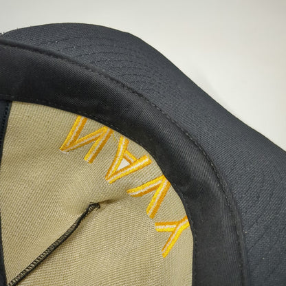 New Era 5 Panel Black Hat M Navy Yellow Embroidered Snapback Made in USA Brim