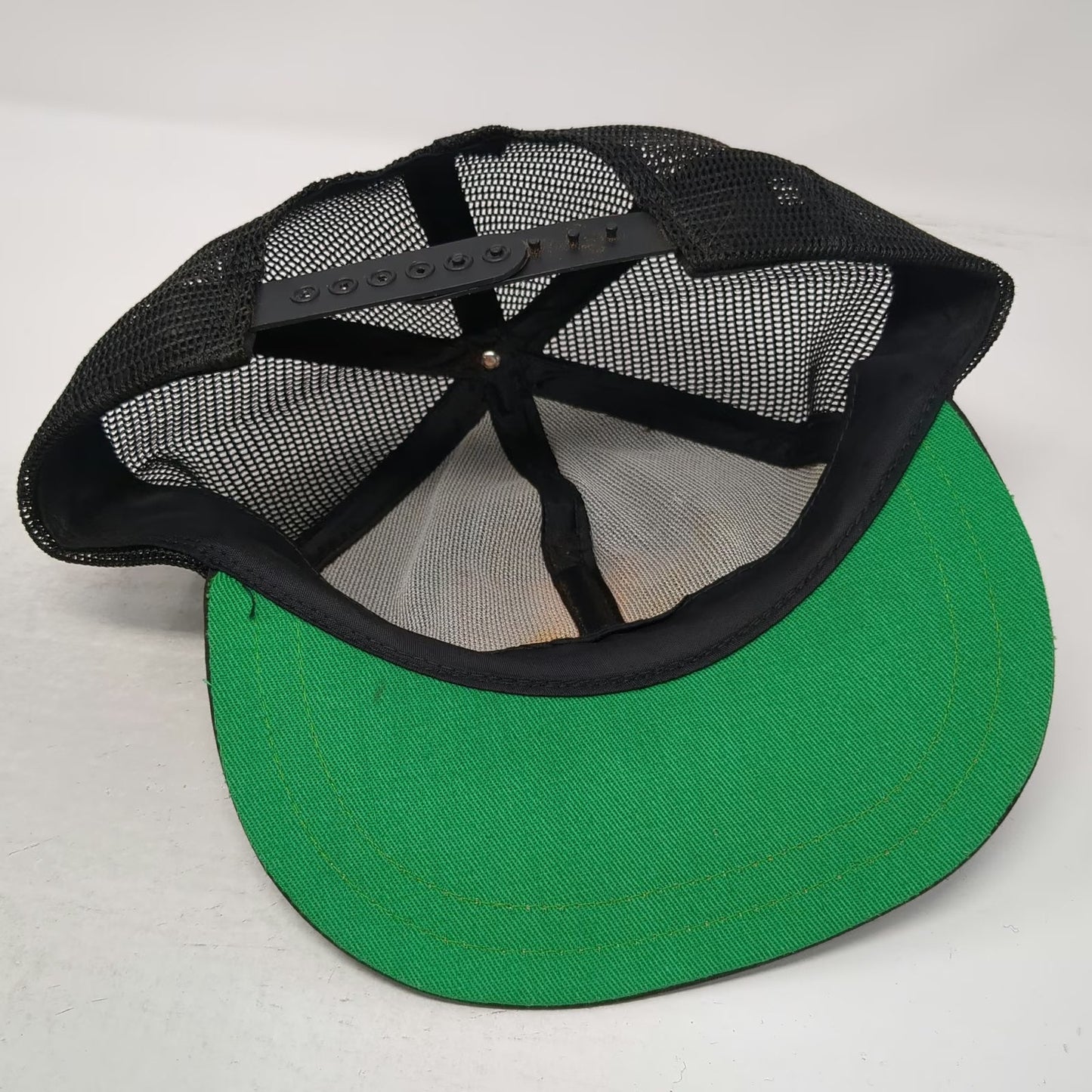 Black Trucker Hat Badminton Patch Snapback Mesh Green Underbrim Sport Vintage