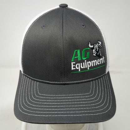 Richardson Trucker Hat Gray One Size Mesh Back Snapback AG Equipment Bull Logo