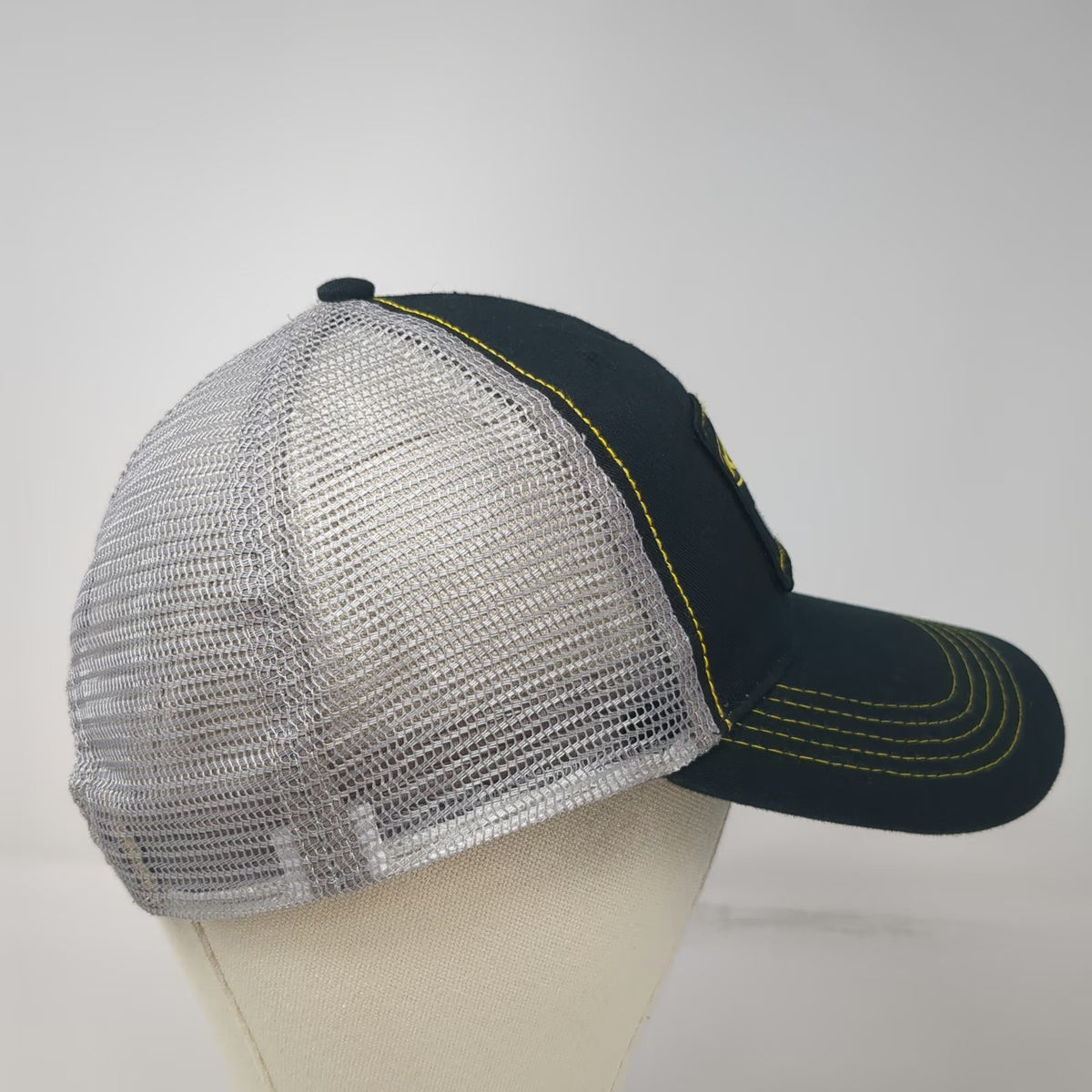 Keen Utility Trucker Hat Black One Size Gray Mesh Back Yellow Stitching Patch