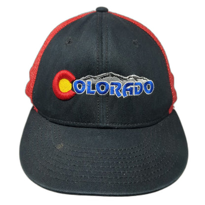 Otto Colorado Mountain State Flag Logo Black Red Snapback Trucker Hat One Size