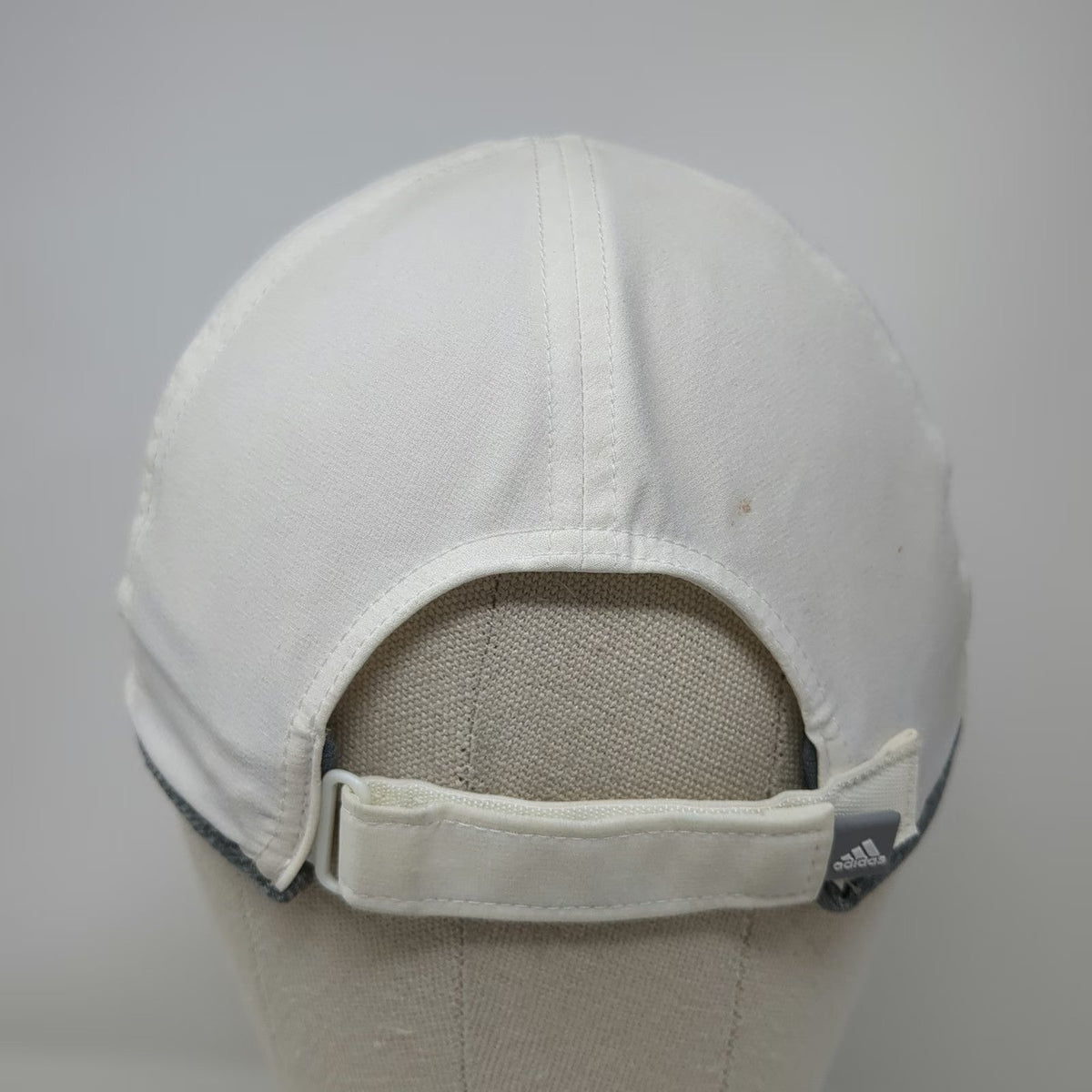 Adidas Baseball Cap White One Size Climalite Performance Gray Panels Strap Hat