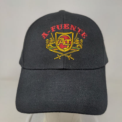 A-Fuente Strapback Hat Black One Size Adjustable Embroidered Vented Holes