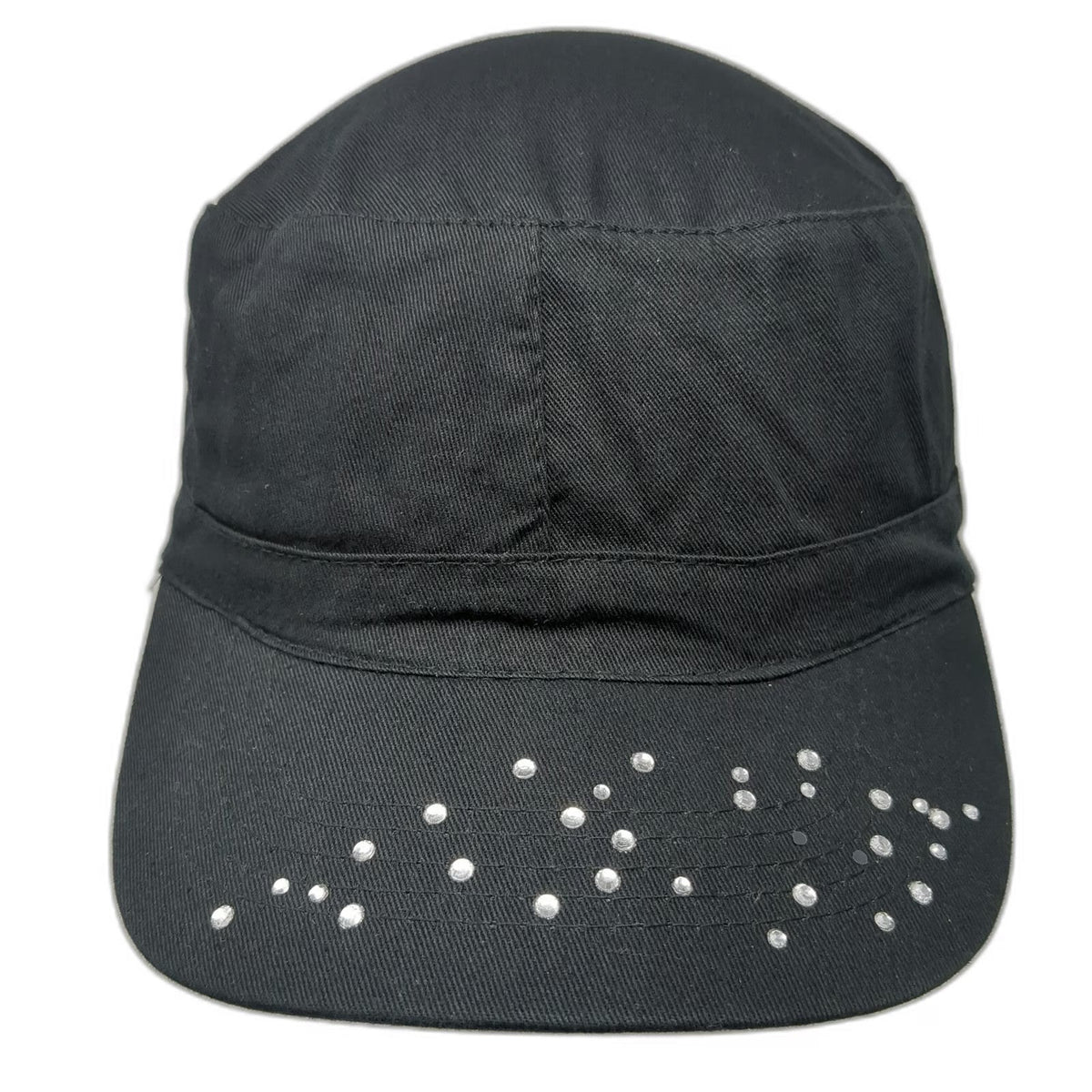 ABG Accessories Army Cap Black One Size Rhinestone Brim Cadet Military Hat