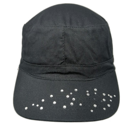 ABG Accessories Army Cap Black One Size Rhinestone Brim Cadet Military Hat