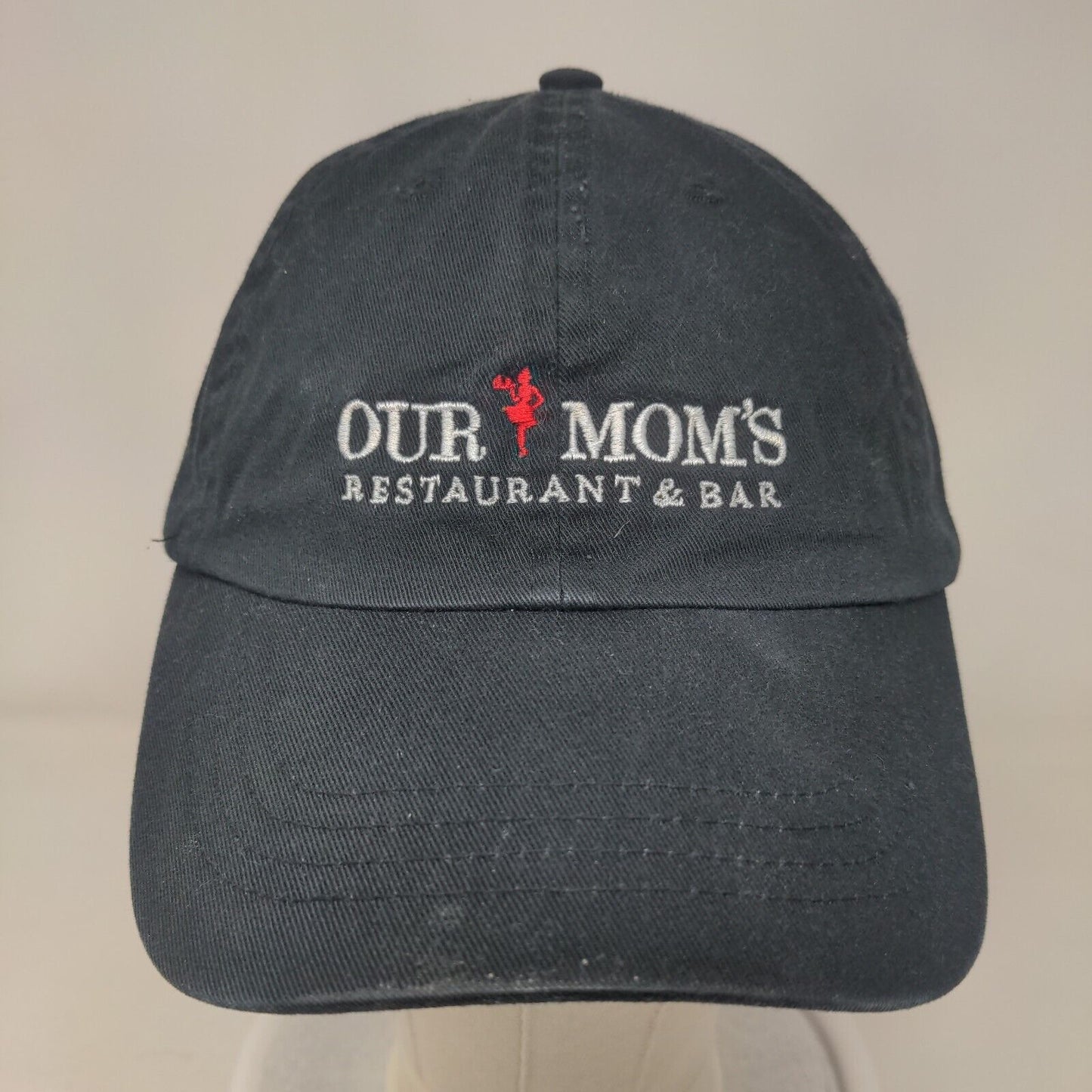 Our Mom's Restaurant & Bar Strapback Hat Black One Size Embroidered