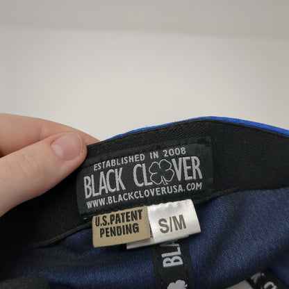 Live Lucky Fitted Baseball Cap Blue Medium Memory Fit Embroidered Black Clover