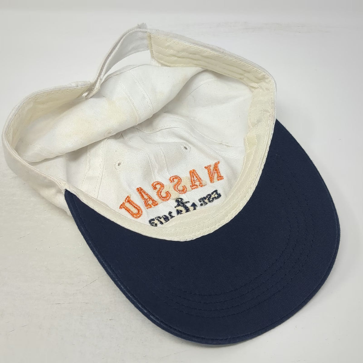 Nassau Bahamas Anchor Baseball Cap White Blue Orange One Size Hat Strapback
