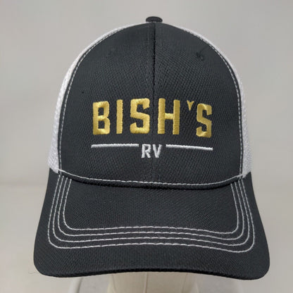 Bish's RV Snapback Mesh Back Trucker Embroidered Logo Hat Black White
