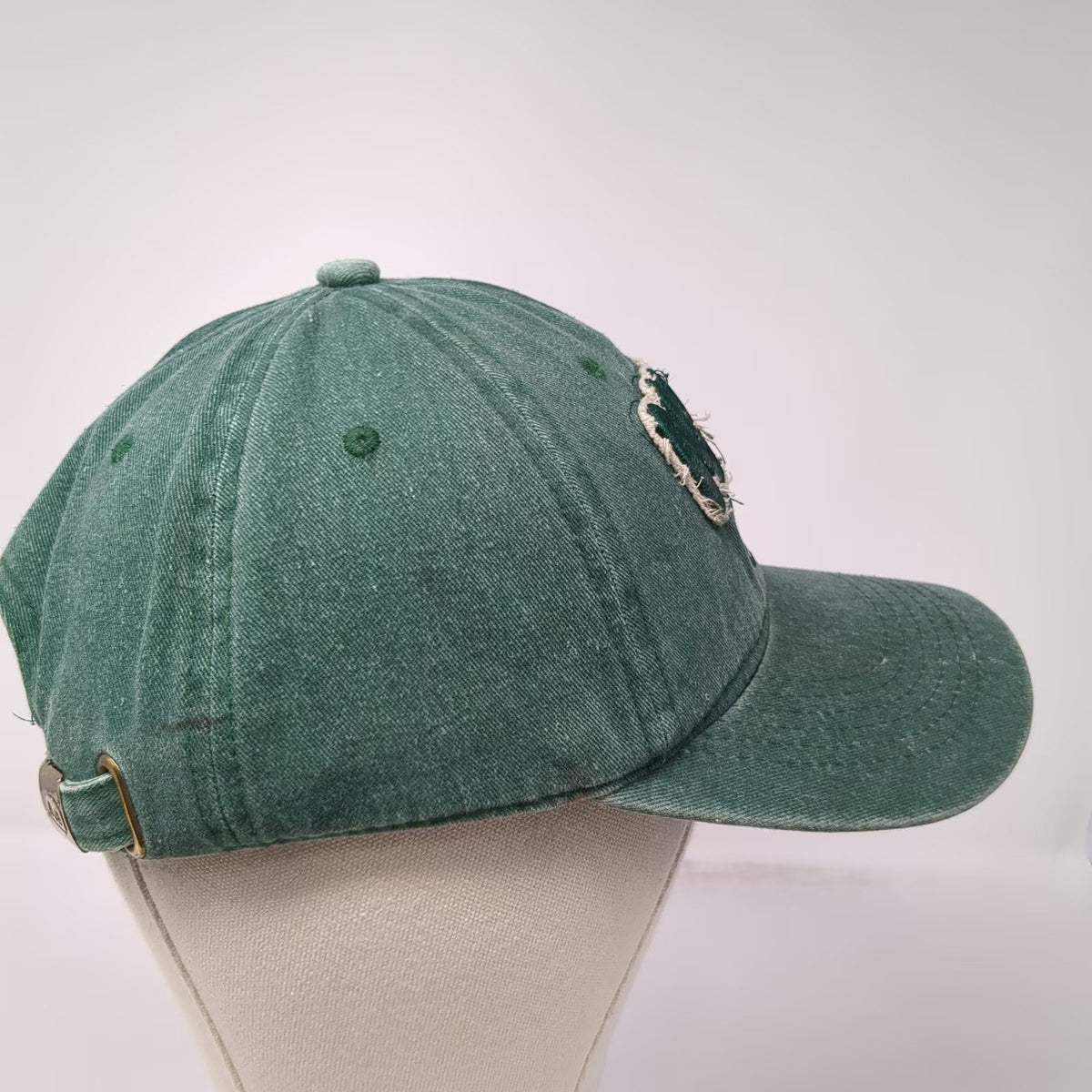 BJB Baseball Cap Green One Size NYC 1625 Frayed Applique Cotton Adjustable Hat