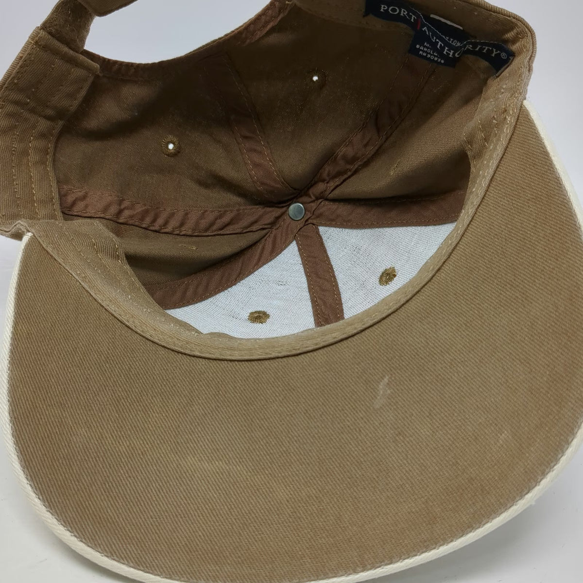 Port Authority Baseball Cap Brown One Size Embroidered Logo Contrast Trim hat