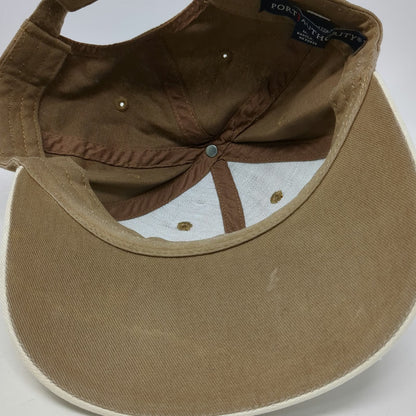 Port Authority Baseball Cap Brown One Size Embroidered Logo Contrast Trim hat