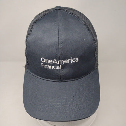 One America Financial Snapback Trucker Hat Gray OSFA Mesh Back Solid