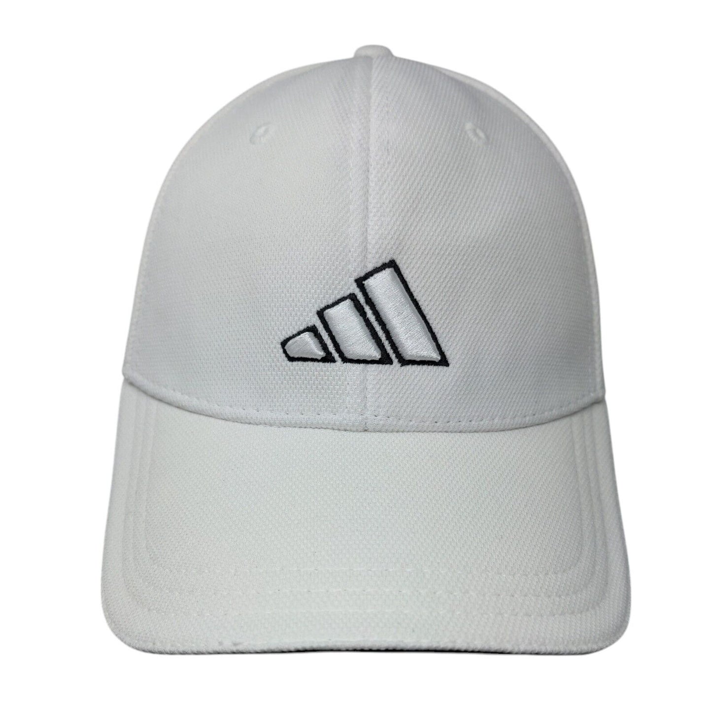 Adidas Fitted Hat White L/XL Adjustable Embroidered Logo 6 Panel Polyester