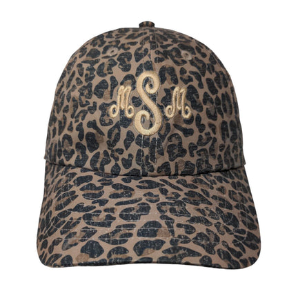 MSM Slideback Hat Multicolor One Size Embroidered Leopard Print Marley Lilly