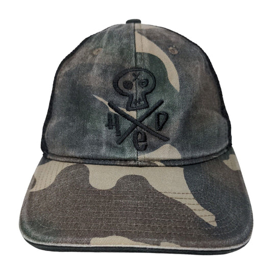 HED Skull Logo Strapback Trucker Hat Camouflage One Size Embroidered Mesh Back