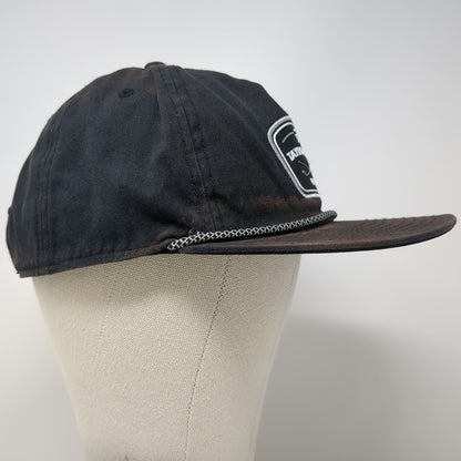TaylorMade 5 Panel Black One Size Golf Snapback Rope Distressed Logo Patch Hat