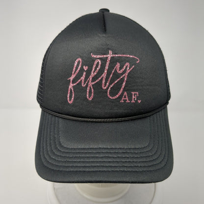 Fifty AF Snapback Trucker Hat Black One Size Adjustable Mesh Back Rope Polyester