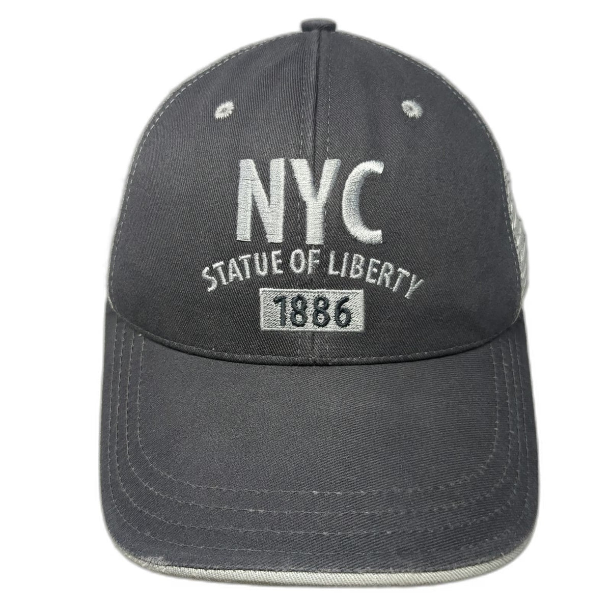 Gray Baseball Cap One Size NYC Statue of Liberty 1886 Mesh Made in USA Hat