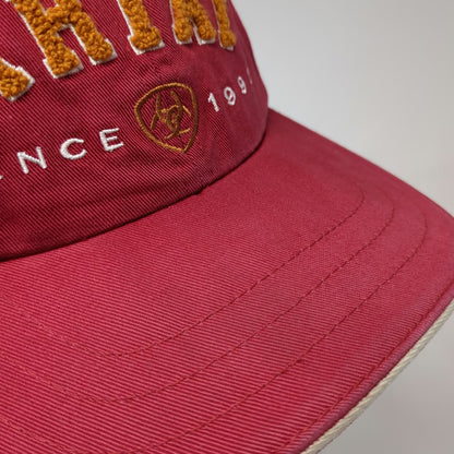 Ariat Baseball Cap Red One Size Chenille Logo Since 1993 Slideback Buckle Hat