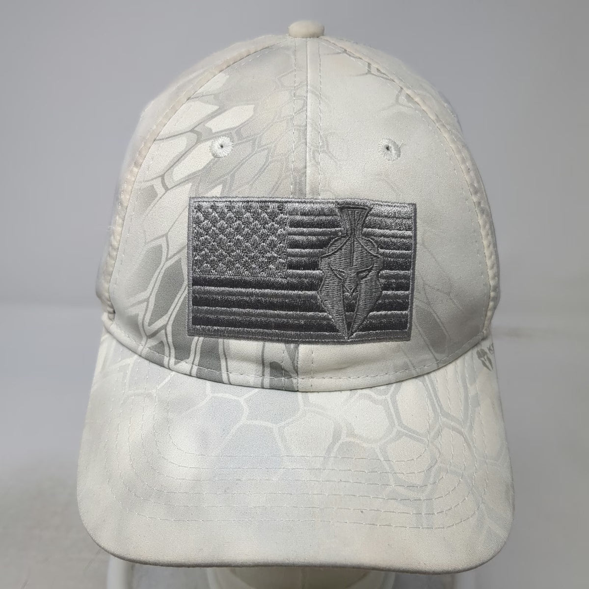 Kryptek Baseball Cap White One Size Camo Tactical Flag Spartan Embroidery Hat