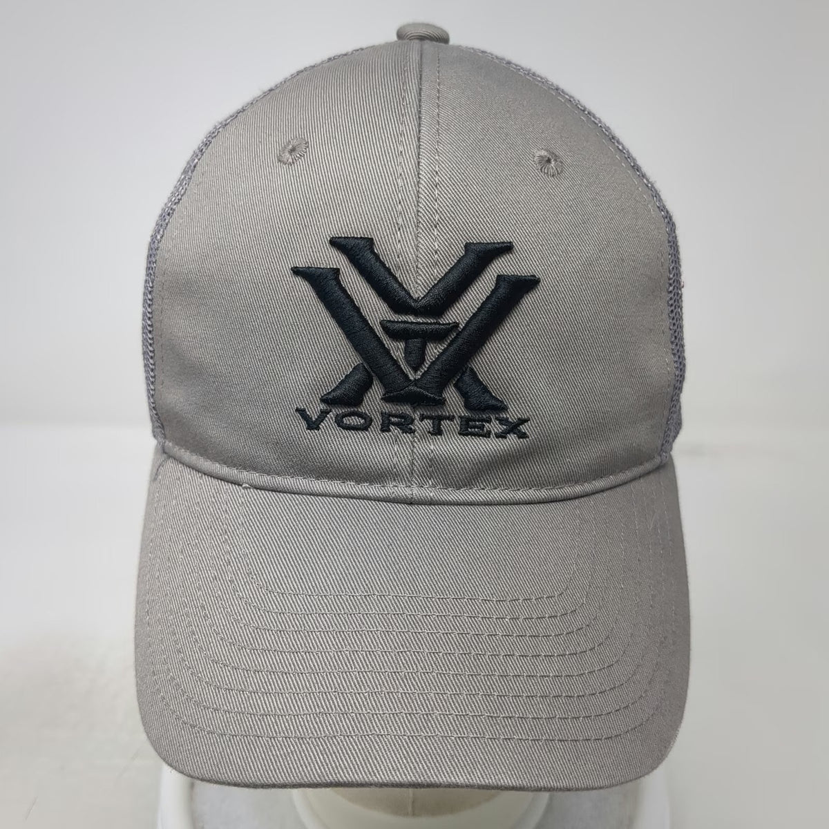 Vortex Baseball Cap Gray One Size Mesh Snapback Embroidered Logo Hunting Hat