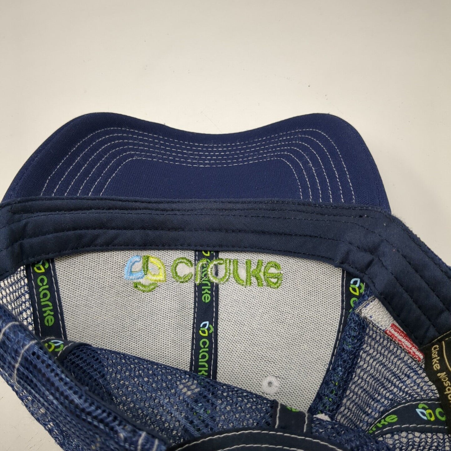 Clarke Strapback Trucker Hat Blue OSFA Adjustable 6 Panel Patriotic Mesh Back