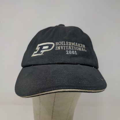 Adams Men's Slideback Hat Black Embroidered Purdue International Vintage 2001