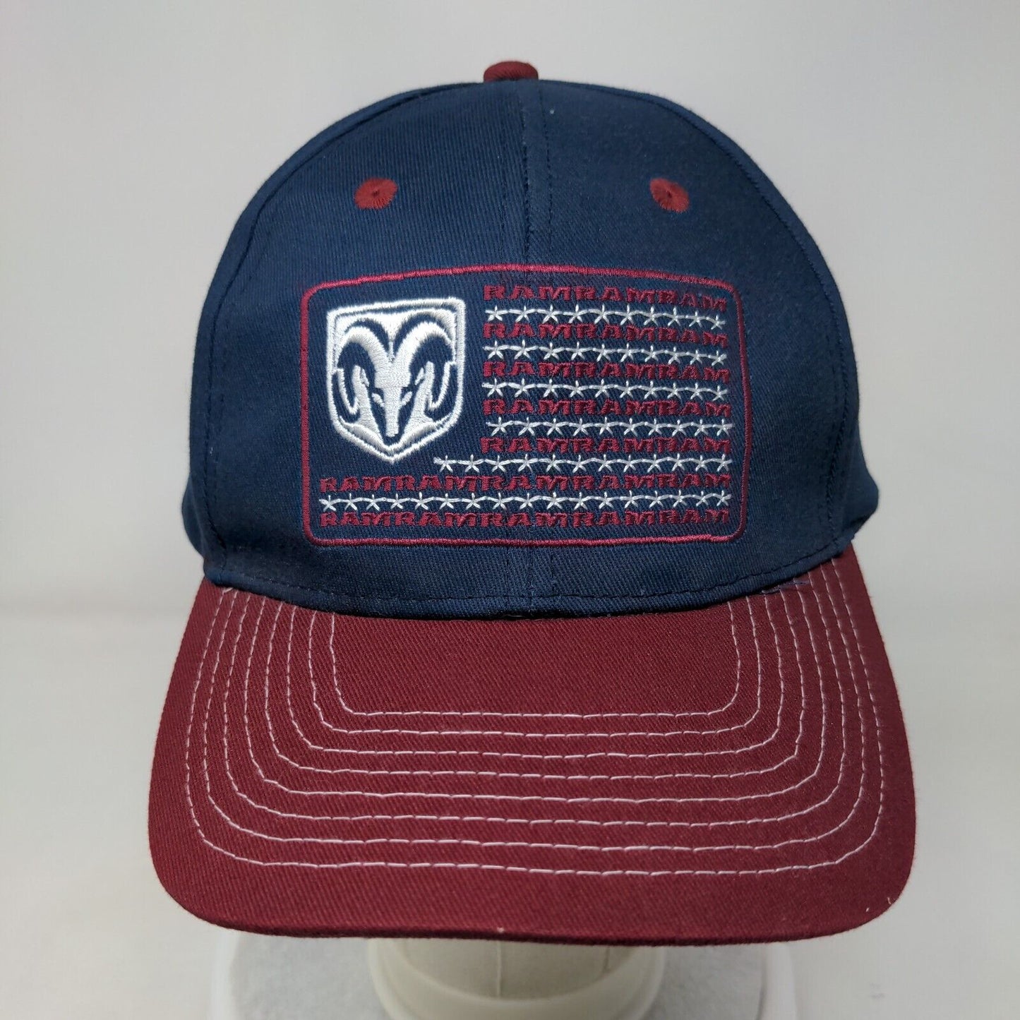 Dodge Ram Flag Strapback Hat Multi One Size Embroidered Colorblock