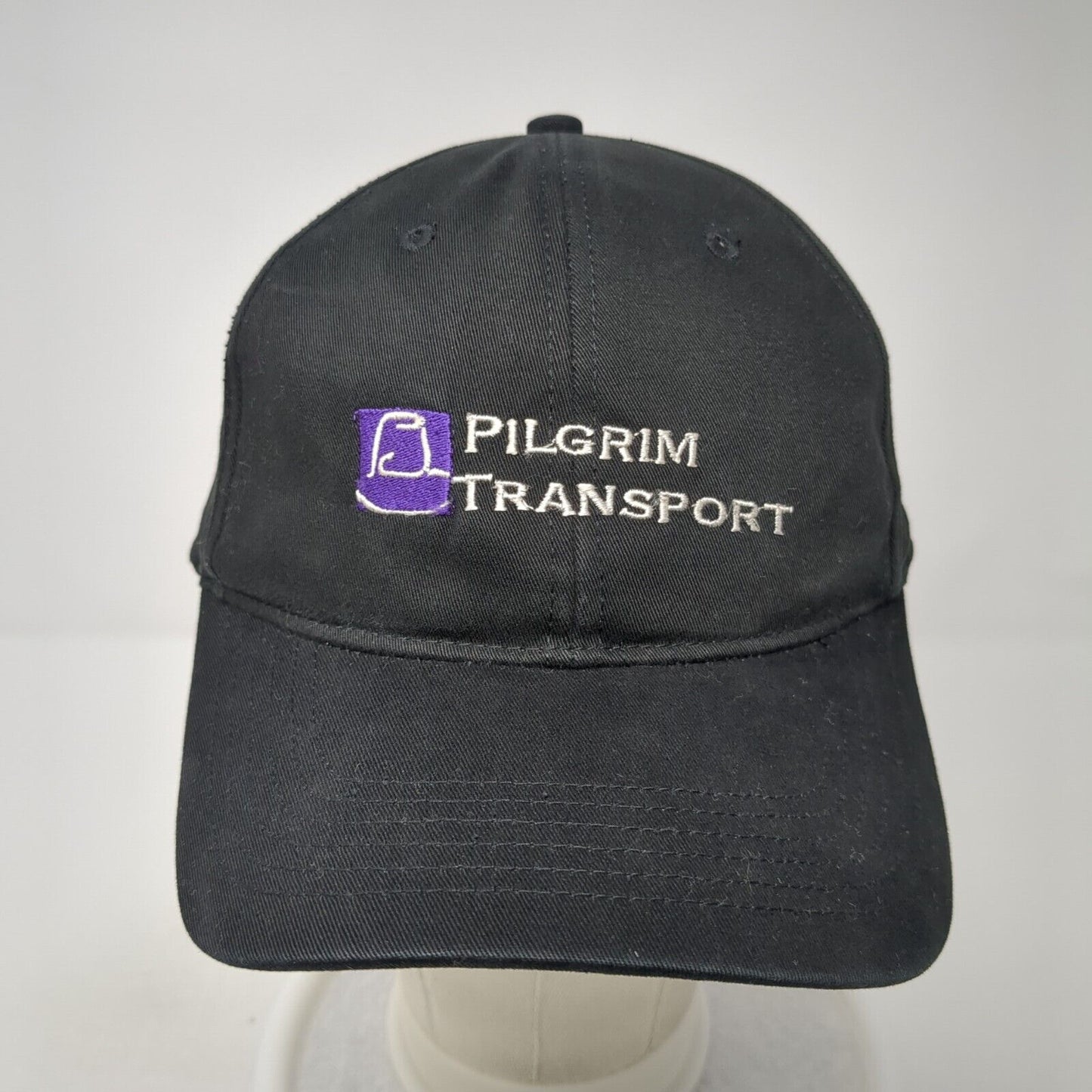 Pilgrim Transport Slideback Baseball Cap Black OS Adjustable HSQ Harvard Square